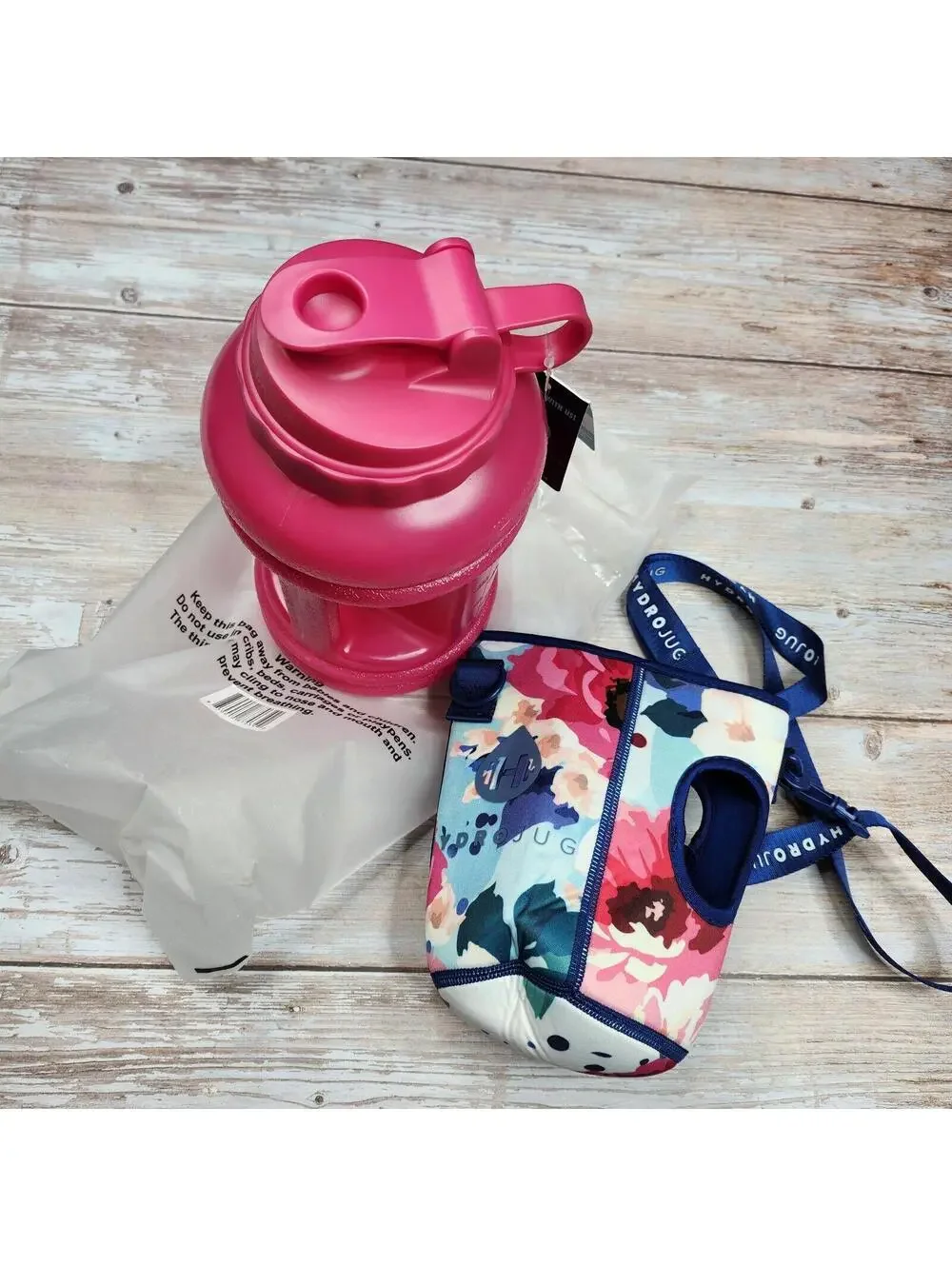 NEW HydroJug 73oz Reusable Jug With Handle Magenta with NEW Floral Sleeve